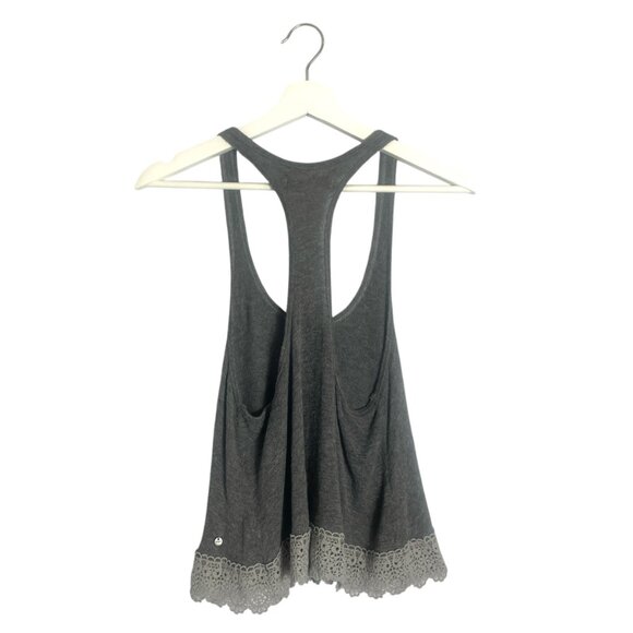 Abercrombie & Fitch Grey Racerback Lace Trim Crop Top Size XS Knit Y2K - Picture 2 of 6